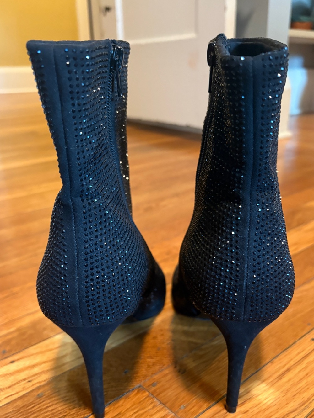 Express Black Rhinestone Pointed Toe Booties - Picture 4 of 5